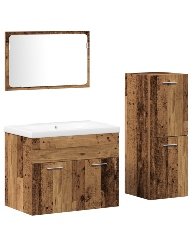 Set di mobili per il bagno 4 pcs Marrone Legno multistrato