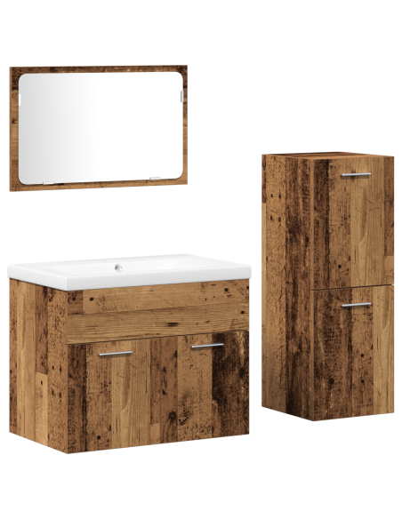 Set di mobili per il bagno 4 pcs Marrone Legno multistrato