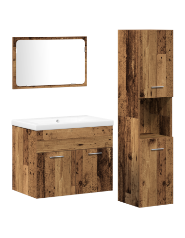Set di mobili per il bagno 4 pcs Marrone Legno multistrato