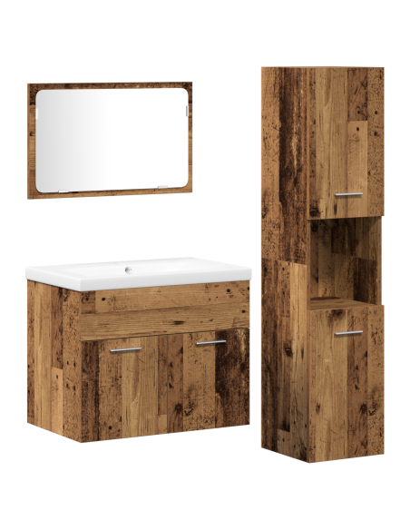 Set di mobili per il bagno 4 pcs Marrone Legno multistrato
