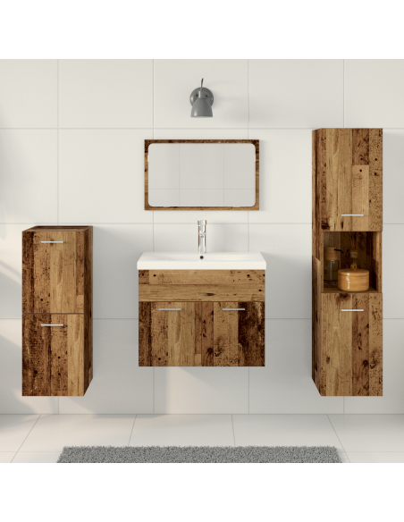Set di mobili per il bagno 5 pcs Marrone Legno multistrato