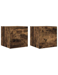 Armadietti TV Montati a Parete 2pz Rovere Fumo 30,5x30x30 cm 2