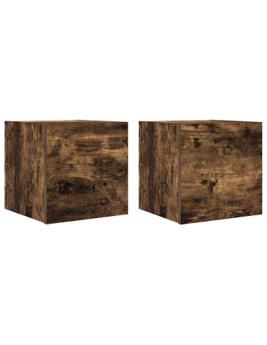 Armadietti TV Montati a Parete 2pz Rovere Fumo 30,5x30x30 cm