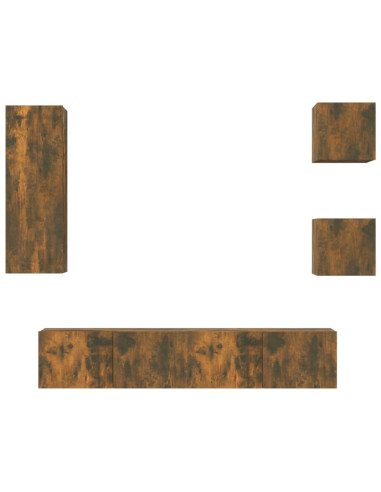 Set di Mobili Porta TV 5 pz Rovere Fumo in Legno Multistrato