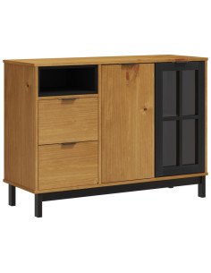 Credenza FLAM 110x40x80 cm Anta in Vetro Massello di Pino