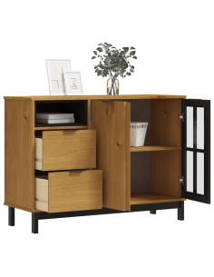 Credenza FLAM 110x40x80 cm Anta in Vetro Massello di Pino 2