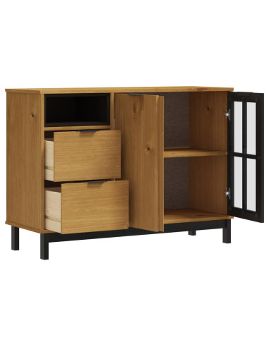 Credenza FLAM 110x40x80 cm Anta in Vetro Massello di Pino