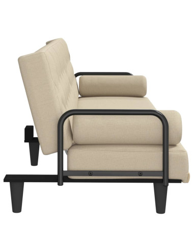 Divano Letto con Braccioli Crema in Tessuto