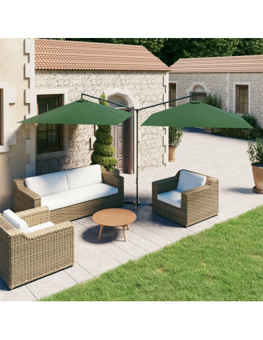 Ombrellone Doppio con Palo in Acciaio Verde 600x300 cm