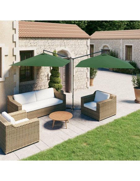 Ombrellone Doppio con Palo in Acciaio Verde 600x300 cm