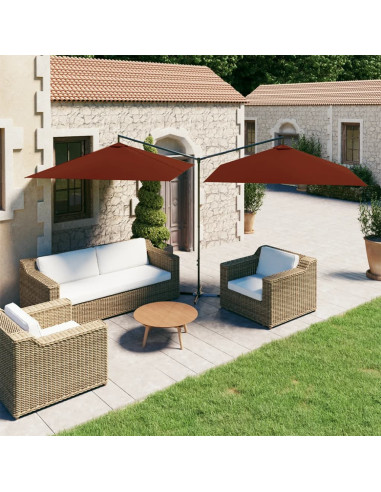 Ombrellone Doppio con Palo in Acciaio Terracotta 600x300 cm