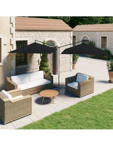 Ombrellone Doppio con Palo in Acciaio Nero 600x300 cm