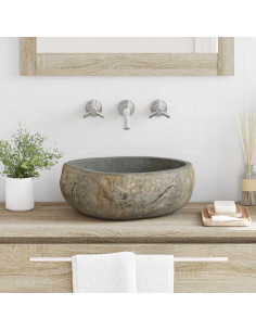 Basin in pietra fluviale Grigio chiaro 45 x 35 x 15 cm