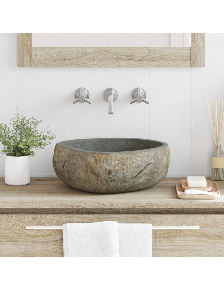 Basin in pietra fluviale Grigio chiaro 45 x 35 x 15 cm