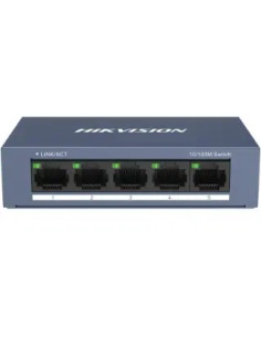 SWITCH HIKVISION 10/100 CASE METALLICO - SOHO 5 10/100M RJ45 PORTS, DESKTOP STEEL CASE UNMANAGED