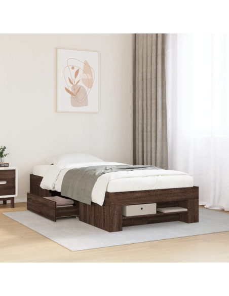 Giroletto senza Materasso Rovere Marrone 90x190cm in Truciolato