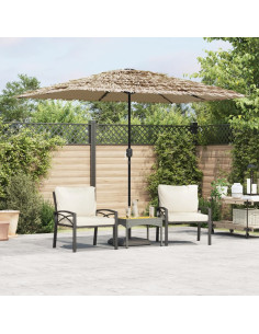 Ombrellone Giardino LED e Palo in Acciaio Marrone 300x200x250cm