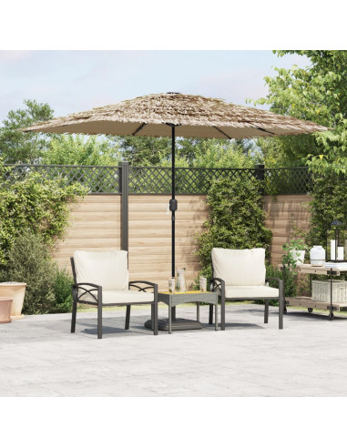 Ombrellone Giardino LED e Palo in Acciaio Marrone 300x200x250cm