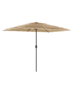 Ombrellone Giardino LED e Palo in Acciaio Marrone 300x200x250cm 2