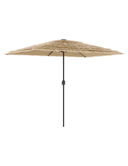 Ombrellone Giardino LED e Palo in Acciaio Marrone 300x200x250cm