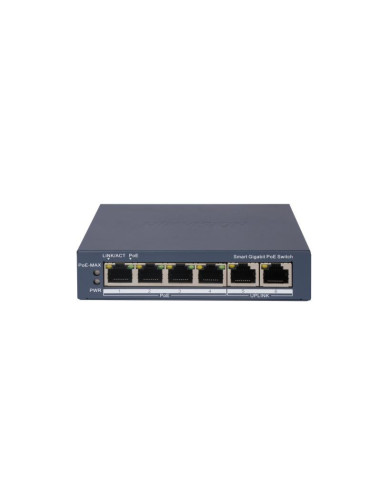 HIKVISION SWITCH L2, SMART MANAGED, 4 GIGABIT RJ45 POE PORTS, 2 GIGABIT RJ45 PORT, 802.3AF/AT, POE P