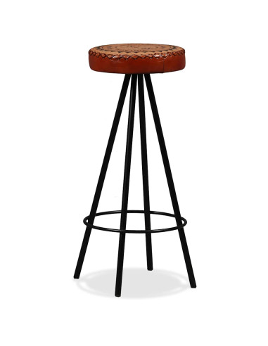 Set da Bar 7 pz in Legno Massello di Acacia Vera Pelle e Tela