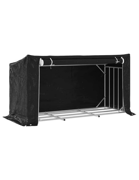 Rastrelliera Legna con Copertura Antipioggia Acciaio Zincato