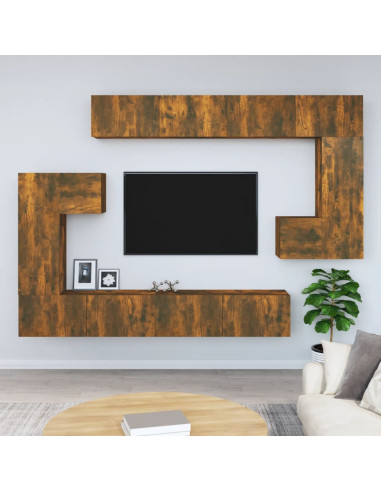 Mobile Porta TV a Parete Rovere Fumo in Legno Multistrato