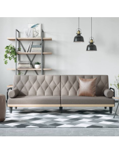 Divano Letto con Braccioli Tortora in Tessuto