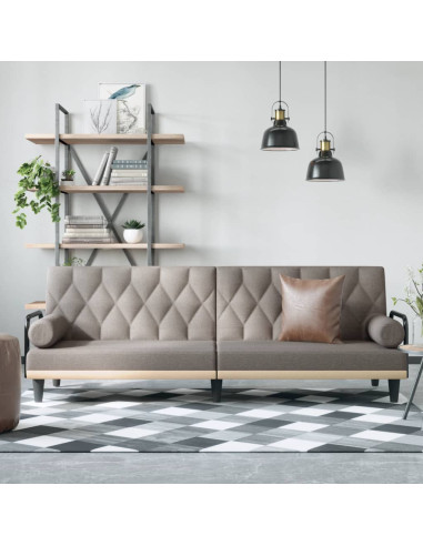 Divano Letto con Braccioli Tortora in Tessuto