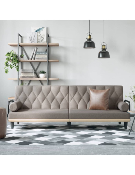 Divano Letto con Braccioli Tortora in Tessuto