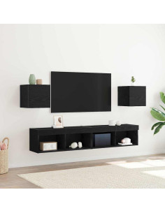 Mobile TV 2 pcs Rovere Nero 30,5 x 30 x 30 cm Legno multistrato