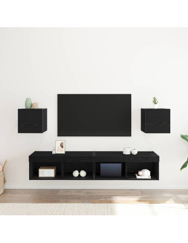 Mobile TV 2 pcs Rovere Nero 30,5 x 30 x 30 cm Legno multistrato