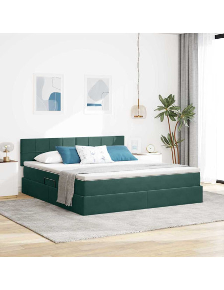 Letto con Contenitore Verde Scuro 160 x 200 cm Velluto