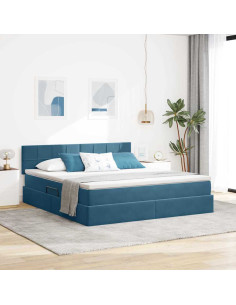Letto con Contenitore Blu Scuro 160 x 200 cm Velluto