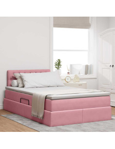 Letto con Contenitore con materasso Rosa 120 x 200 cm Velluto
