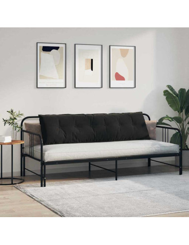 Cuscino per Schiena Nero 180 x 50 cm Tessuto in Cords