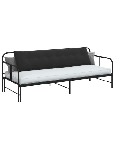 Cuscino per Schiena Nero 200 x 50 cm Tessuto in Cords