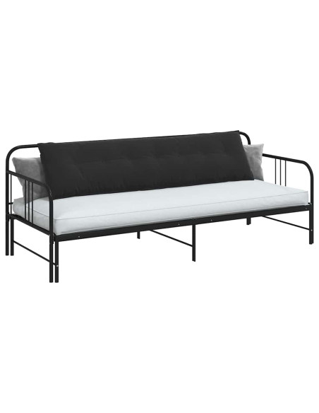 Cuscino per Schiena Nero 200 x 50 cm Tessuto in Cords