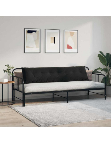 Cuscino per Schiena Nero 200 x 50 cm Tessuto in Cords