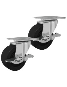 Ruota 2 pcs Nero e argento 50,7 x 50,7 x 24,4 mm Ferro e nylon 2