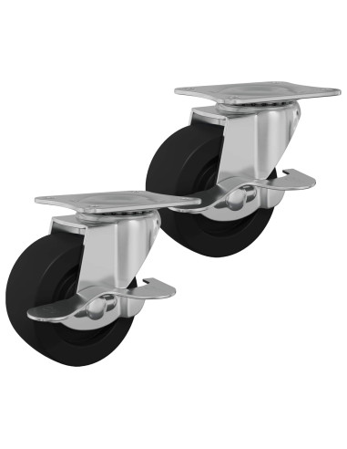 Ruota 2 pcs Nero e argento 50,7 x 50,7 x 24,4 mm Ferro e nylon