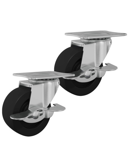 Ruota 2 pcs Nero e argento 50,7 x 50,7 x 24,4 mm Ferro e nylon