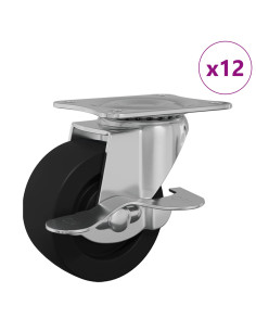 Ruota 12 pcs Nero e argento 50,7 x 50,7 x 24,4 mm Ferro e nylon 2