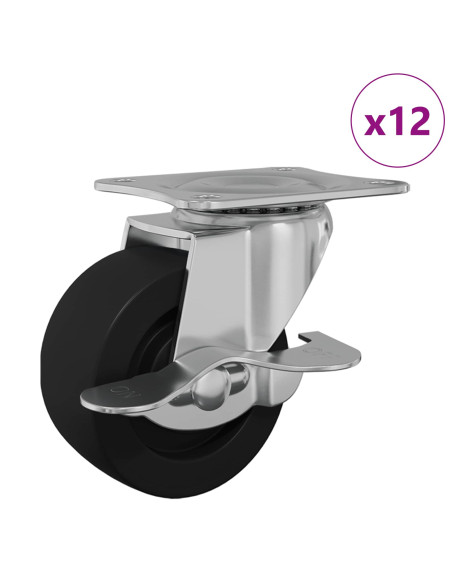 Ruota 12 pcs Nero e argento 50,7 x 50,7 x 24,4 mm Ferro e nylon