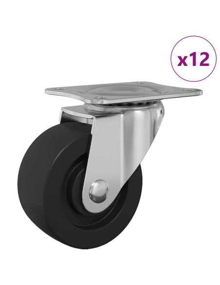 Rullo girevole 12 pcs Argento 60 x 60 x 50 mm Ferro e nylon