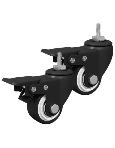 Ruote 2 pcs Nero M6 x 37 mm Ferro e nylon