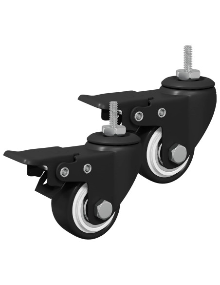 Ruote 2 pcs Nero M6 x 37 mm Ferro e nylon