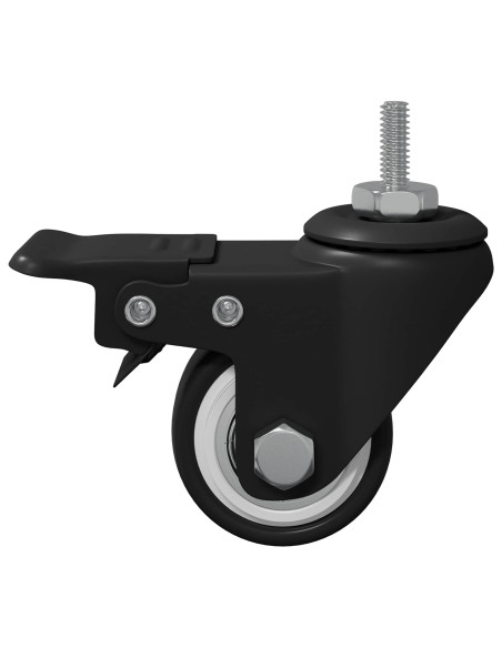 Ruote 2 pcs Nero M6 x 37 mm Ferro e nylon