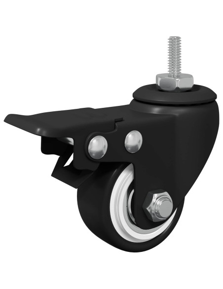 Ruote 2 pcs Nero M6 x 37 mm Ferro e nylon